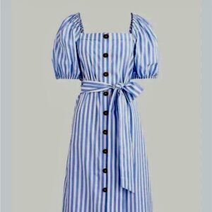 J. Crew Blue and White Striped Maxi Dress